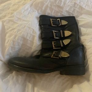 Black leather boots